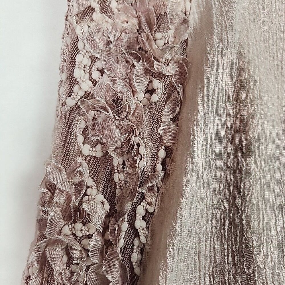 Feratelli Long Sleeve Floral Applique Tunic Lace Top Pink Blouse Shirt Small - Picture 8 of 13